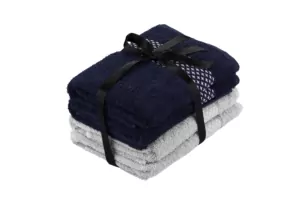 Ardesto Terry towel set Holiday, 50х90cm, 4pcs, 100% cotton, blue, silver