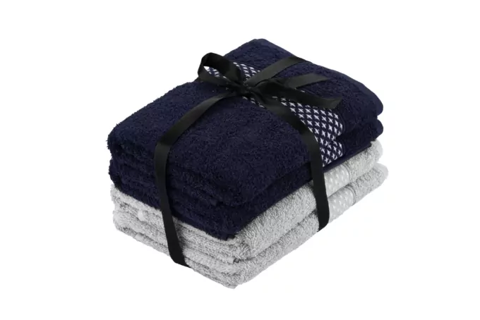 Ardesto Terry towel set Holiday, 50х90cm, 4pcs, 100% cotton, blue, silver