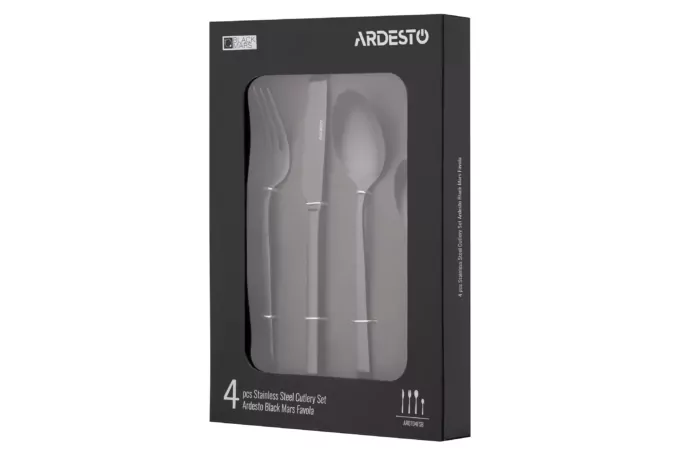 Ardesto Cutlery set Black Mars Favola, 4pcs, stainless steel, black