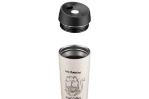 Термокухоль Ardesto Coffee Time Meowning, 450мл, нержавіюча сталь, бежевий