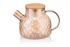 Ardesto Teapot Golden Moon Diamond, 1000ml, borosilicate glass, bamboo, golden