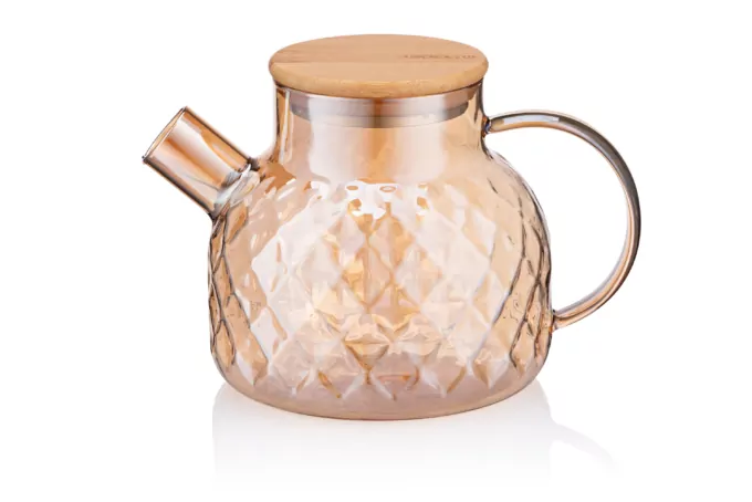 Ardesto Teapot Golden Moon Diamond, 1000ml, borosilicate glass, bamboo, golden