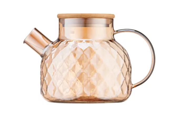 Ardesto Teapot Golden Moon Diamond, 1000ml, borosilicate glass, bamboo, golden