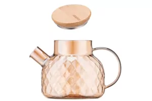 Ardesto Teapot Golden Moon Diamond, 1000ml, borosilicate glass, bamboo, golden