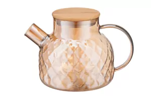Ardesto Teapot Golden Moon Diamond, 1000ml, borosilicate glass, bamboo, golden