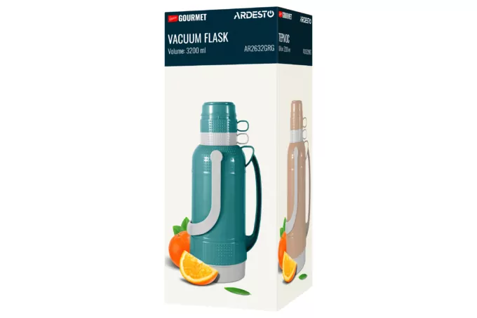 Термос Ardesto Gemini Gourmet, 3200мл, пластик, боросиликатное стекло, коричневый