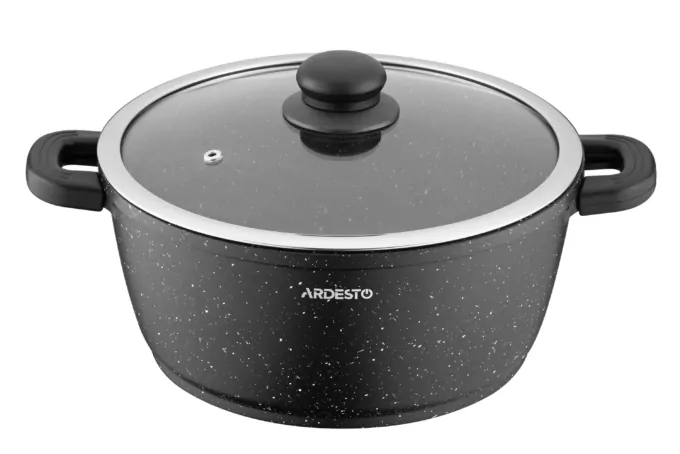Кастрюля со стеклянной крышкой Ardesto Gemini Anzio, 4.4л, алюминий, черный