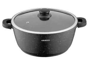 Кастрюля со стеклянной крышкой Ardesto Gemini Anzio, 6.4л, алюминий, черный