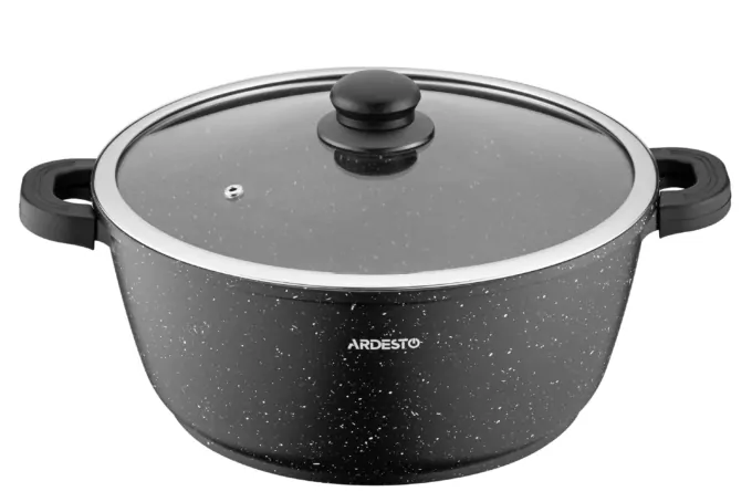 Кастрюля со стеклянной крышкой Ardesto Gemini Anzio, 6.4л, алюминий, черный