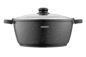 Кастрюля со стеклянной крышкой Ardesto Gemini Anzio, 6.4л, алюминий, черный