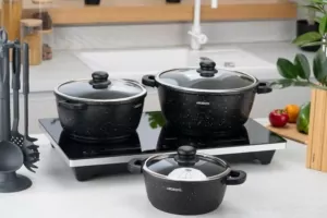 Кастрюля со стеклянной крышкой Ardesto Gemini Anzio, 4.4л, алюминий, черный