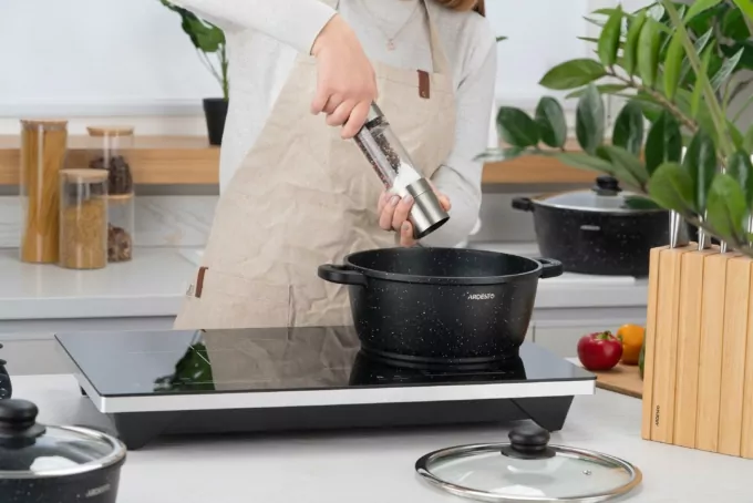 Кастрюля со стеклянной крышкой Ardesto Gemini Anzio, 4.4л, алюминий, черный