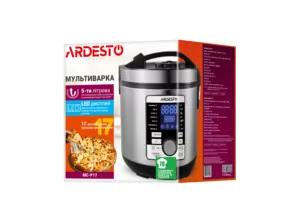 Мультиварка Ardesto, 860Вт, чаша-5л, электронное управл., книга рецептов, металл/пластик, серый