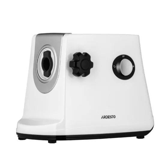 М’ясорубка Ardesto, 1600Вт, 1.6кг/хв, 3 решітки, насадка для ковбас, кеббе, 3 терки, пластик, біло-сріблястий