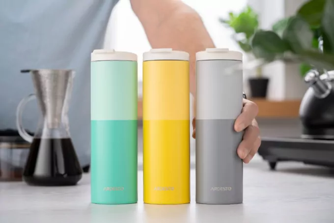 Ardesto Travel mug Duo, 450ml, stainless steel, grey