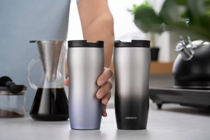 Термочашка Ardesto Metallic, 450мл, нержавеющая сталь, черный