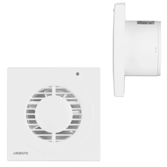 Вытяжной вентилятор ARDESTO 15 Вт, 80 м3/ч, 2400 об/мин, 33 дБ, белый