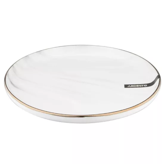 Тарілка десертна Ardesto Marmo, 19см, кераміка, білий