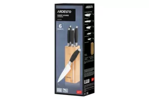 Набор ножей с блоком Ardesto Gemini, 6 предметов, нержавіюча сталь, пластик, бамбук