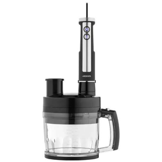 Блендер Ardesto погружной 1000Вт, 7в1, чаша-2000мл, насадка для нарезания кубиками, черно-серебристый