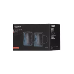 Набір чашок Ardesto Shine, 260мл, 2шт, боросилікатне скло, сірий