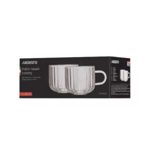 Набір чашок Ardesto Iceberg A, 400мл, 2шт, боросилікатне скло, прозорий