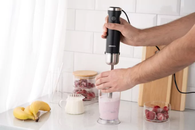 Блендер Ardesto погружной 600Вт, чаша-600мл, венчик для взбивания, черно-серебристый
