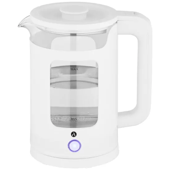 Ardesto Electric Kettle 1.5L, glass+plastic, white