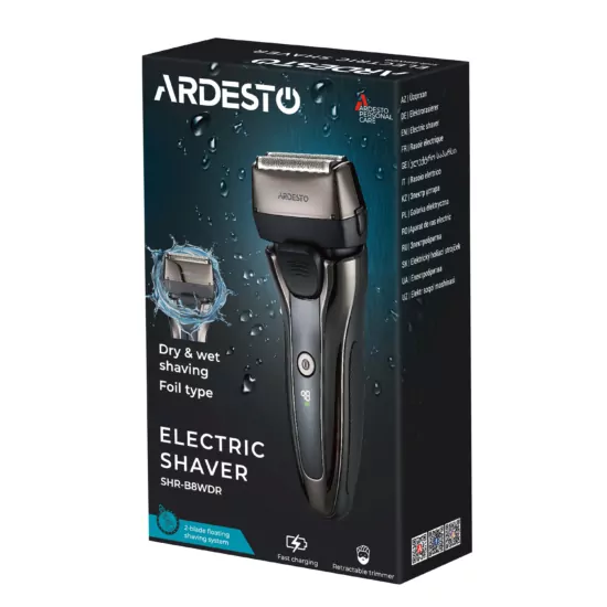 Electric shaver ARDESTO foil, 8W, Li-Ion, dry+wet, black