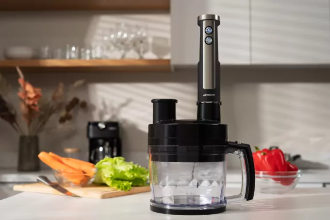 Блендер Ardesto погружной 1000Вт, 7в1, чаша-2000мл, насадка для нарезания кубиками, черно-серебристый