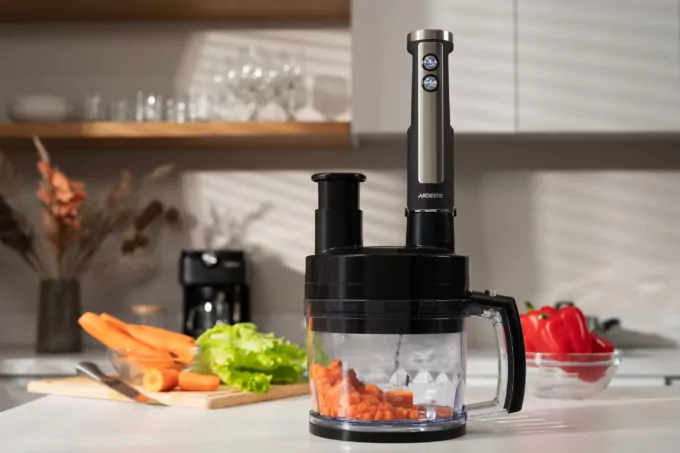 Блендер Ardesto погружной 1000Вт, 7в1, чаша-2000мл, насадка для нарезания кубиками, черно-серебристый