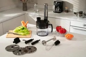 Блендер Ardesto погружной 1000Вт, 7в1, чаша-2000мл, насадка для нарезания кубиками, черно-серебристый