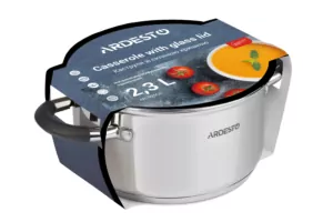 Каструля зі скляною кришкою Ardesto Gemini Salerno, 2.3л, нержавіюча сталь, силікон