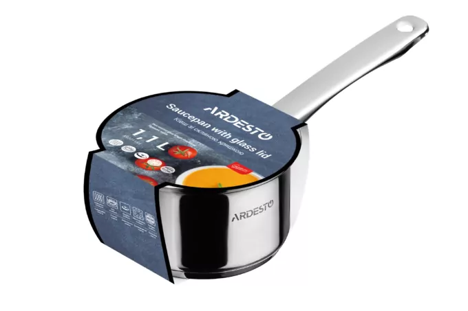 ARDESTO Saucepan Gemini, glass lid, 1.1 l, stainless steel