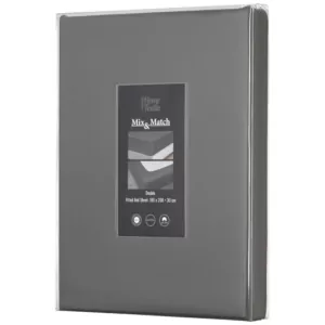 Простирадло на резинці Ardesto Mix&Match Premium, 180×200+30см, 100% бавовна, сатин, сірий