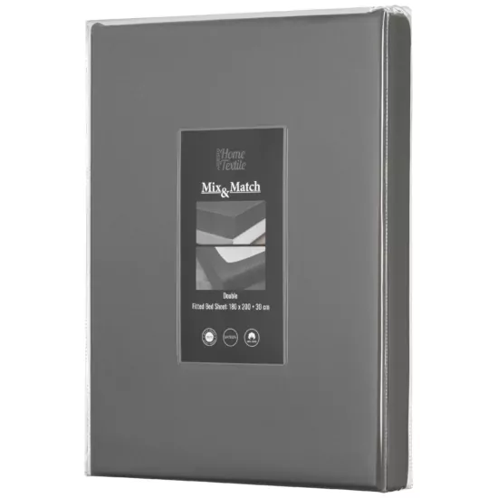 Простирадло на резинці Ardesto Mix&Match Premium, 180×200+30см, 100% бавовна, сатин, сірий