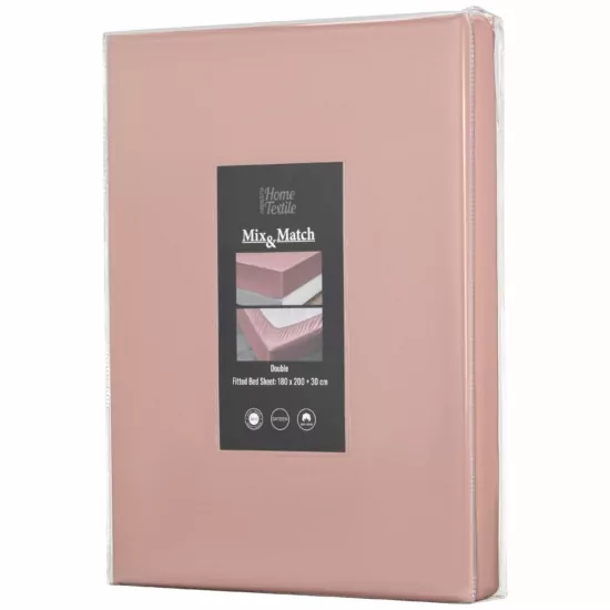 Простирадло на резинці Ardesto Mix&Match Premium, 180×200+30см, 100% бавовна, сатин, рожевий світлий