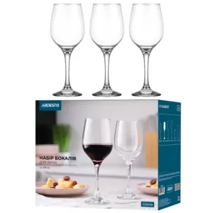 ARDESTO Wine glasses set Gloria 395ml, 3pcs, glass, transparent