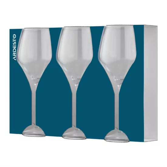 Набір келихів для вина Ardesto Loreto 440мл, 3шт, скло, прозорий