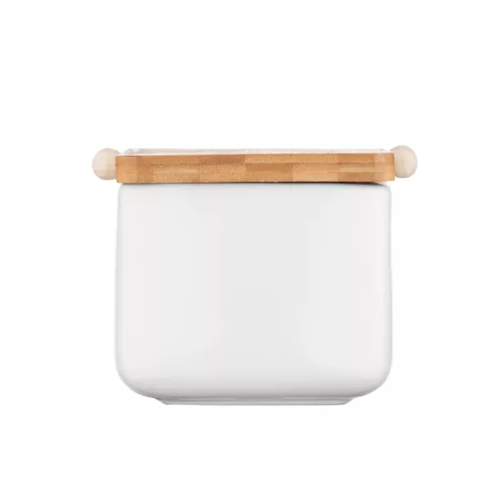 Сахарница Ardesto Midori 12х12х11см, 840мл, керамика, бамбук, белый