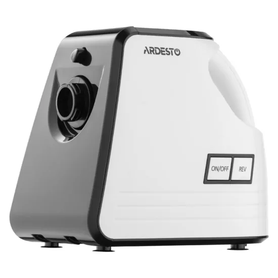 М’ясорубка Ardesto, 2300Вт, продук.-2.2кг/хв, 4 решітки + для ковб., кеббе, насадка для томатів, пластик, біло-чорний