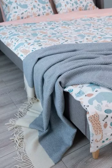 Плед ARDESTO Leonardo Bianco, 140×200см, 100% шерсть, голубой