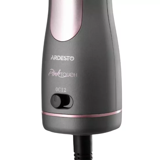 Ardesto Hair Dryer Brush Pink Touch, 1200W, 2 speeds, 2 temperature settings, ionization, LED-display, 4 attachments, gray+pink