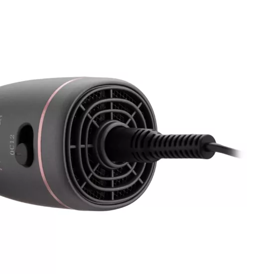 Ardesto Hair Dryer Brush Pink Touch, 1200W, 2 speeds, 2 temperature settings, ionization, LED-display, 4 attachments, gray+pink