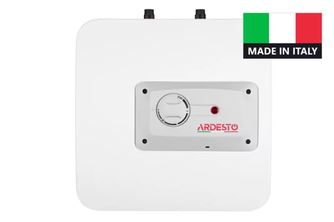 Electric water heater ARDESTO compact, 15L, 1,2kW, mounting under the sink, mechanical control, B, Italy, white-grey