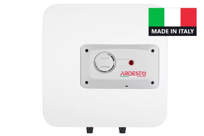 Electric water heater ARDESTO compact, 15L, 1,2kW, mounting above the sink, mechanical control, A, Italy, white-grey