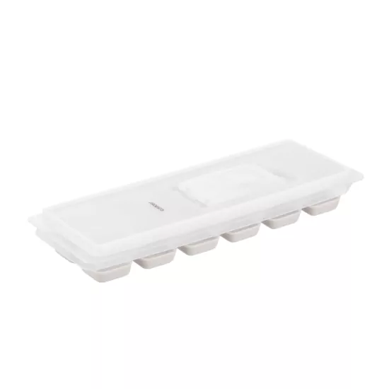 Ardesto Ice tray with lid Fresh, 26х9.5х3.5cm, silicone, plastic, beige