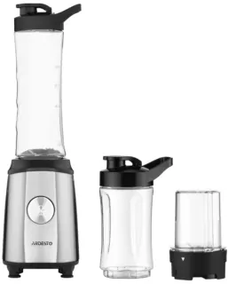 Blender ARDESTO for smoothies, 350W, 2in1, bottle-600ml, bottle-300ml, coffee grinder, black+silver