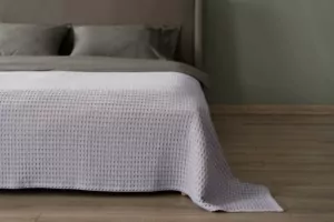 Плед Ardesto Pique 220×230см, 100% хлопок, серый светлый