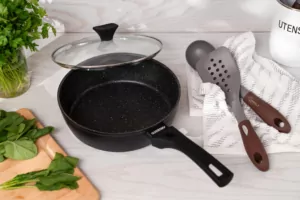 Ardesto Deep Fry pan with lid Gemini Livorno, 28cm, aluminium, black